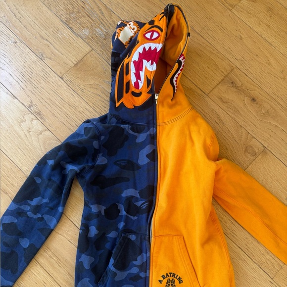 Bape Orange and Blue Split Design Hoodie - Picture 2 of 7
